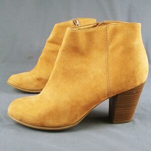 Old Navy Boots  Ankle Booties Brown Suede Womens 9  Block Heel Casual Side Zip